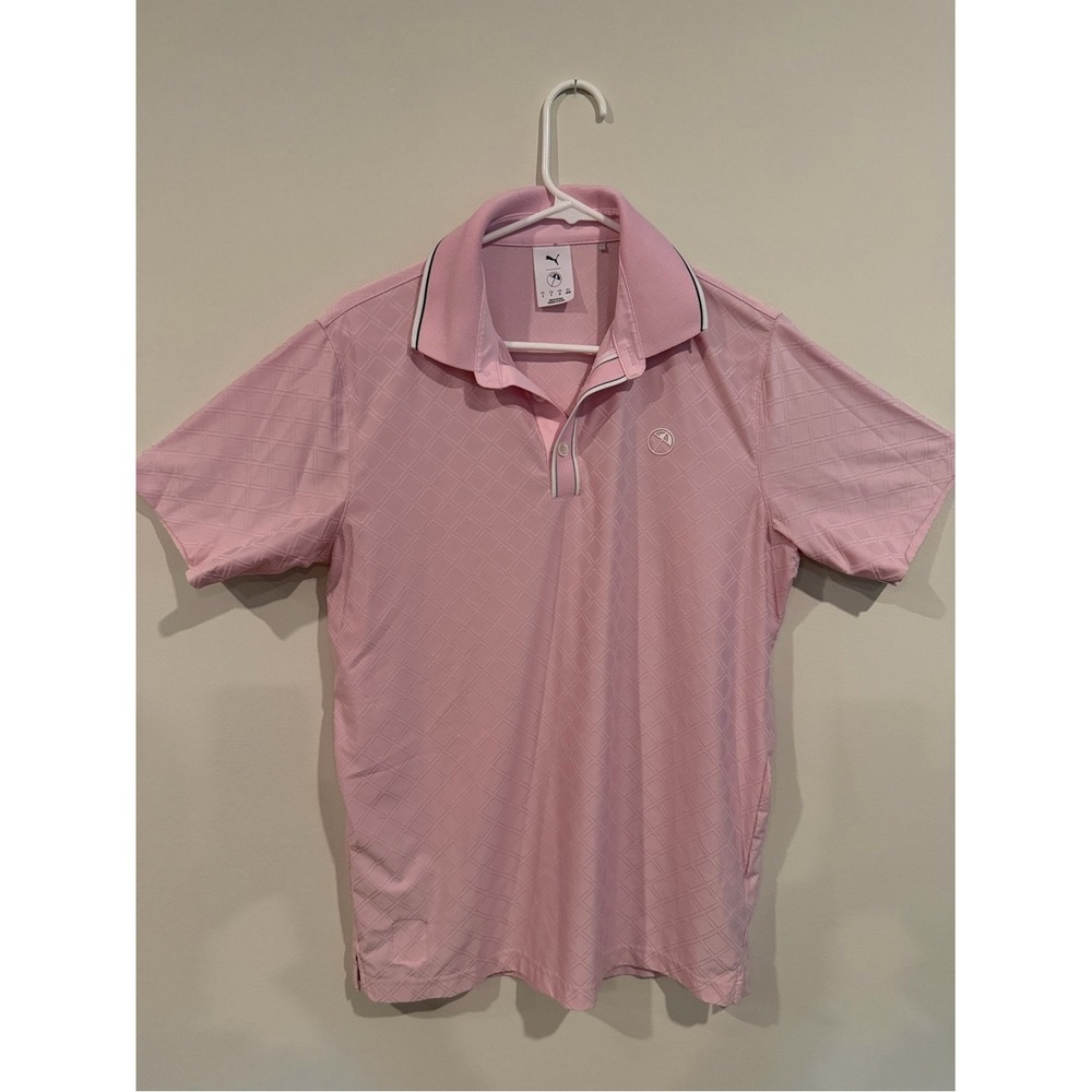 Puma Arnold Palmer Pink Golf Polo Shirt Jacquard Size Small